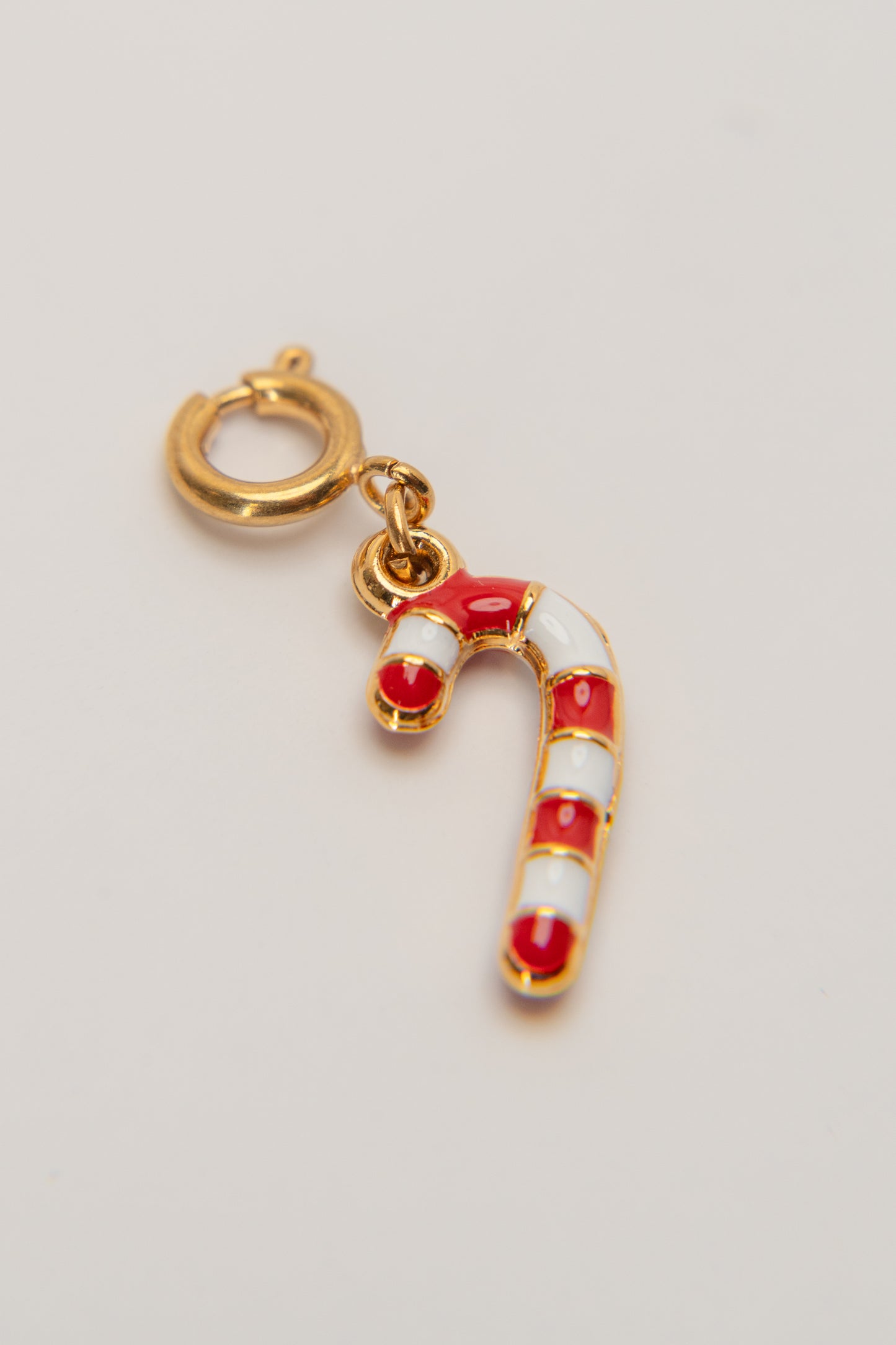 π SOLD OUT π* - Candy Cane "Holiday" Charm - Red, White & Gold