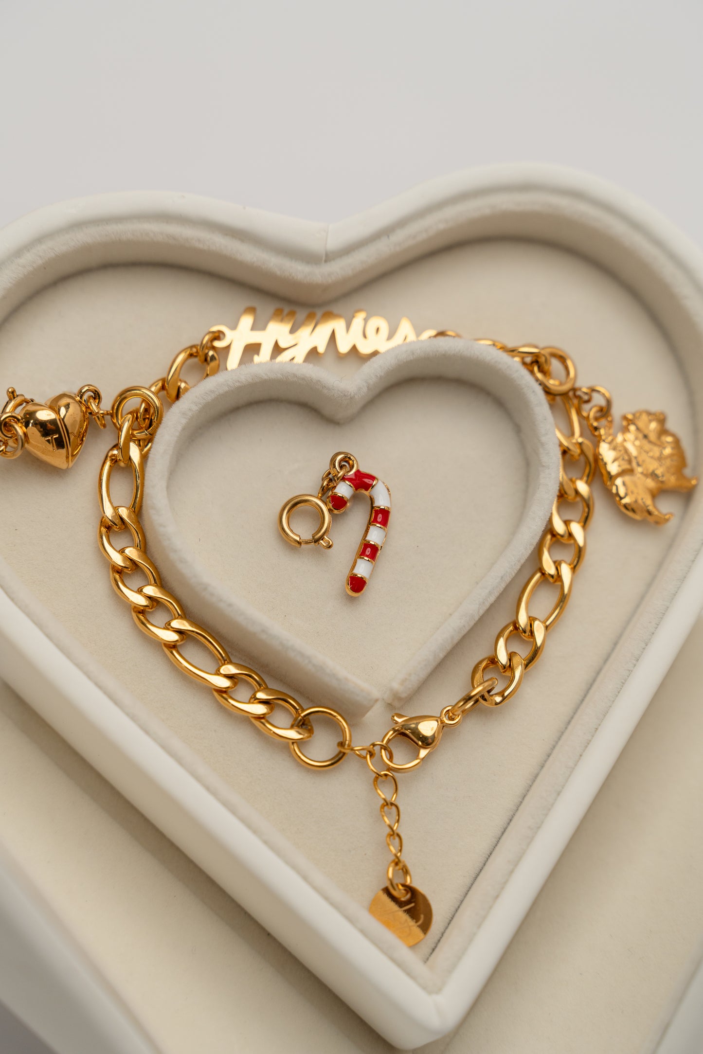 *🍭 In Stock🎄* - Candy Cane "Holiday" Charm - Red, White & Gold