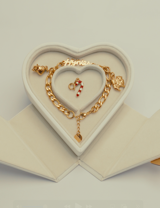 * 💫 In Stock 💛🐾🍭* Combo  Hynies Bracelet + Magnetic Heart "Connections" Charm + "Fur Baby" Charm +  Candy Cane "Holiday" Charm